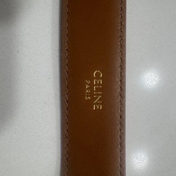 Celine Bronze Medium 25MM Triomphe Belt, Taurillon Leather, Sz 100 - Picture 5 of 5